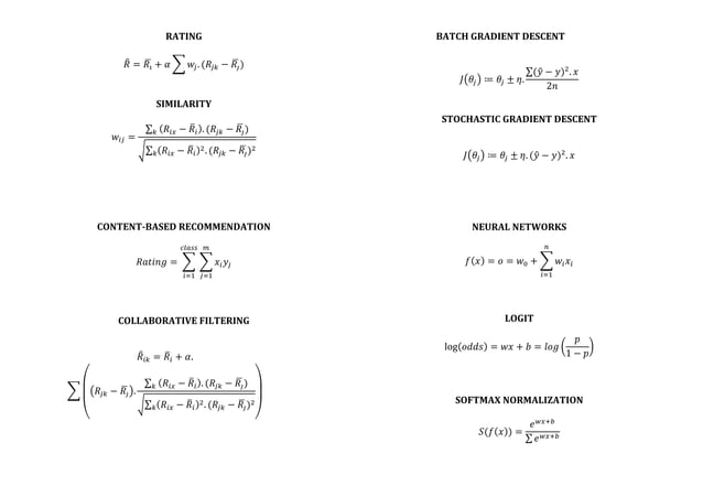 Some Equations for MAchine LEarning | PPT