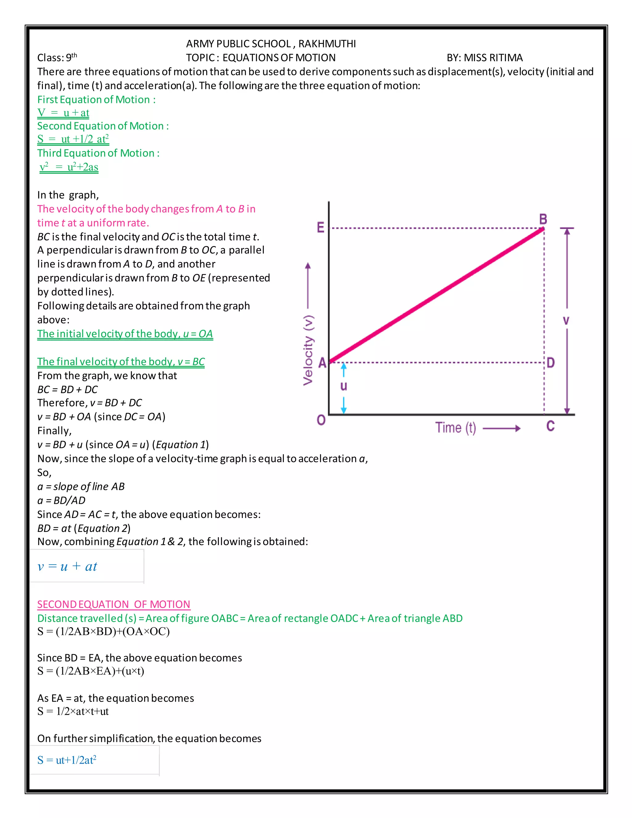 Equations of motion | DOCX