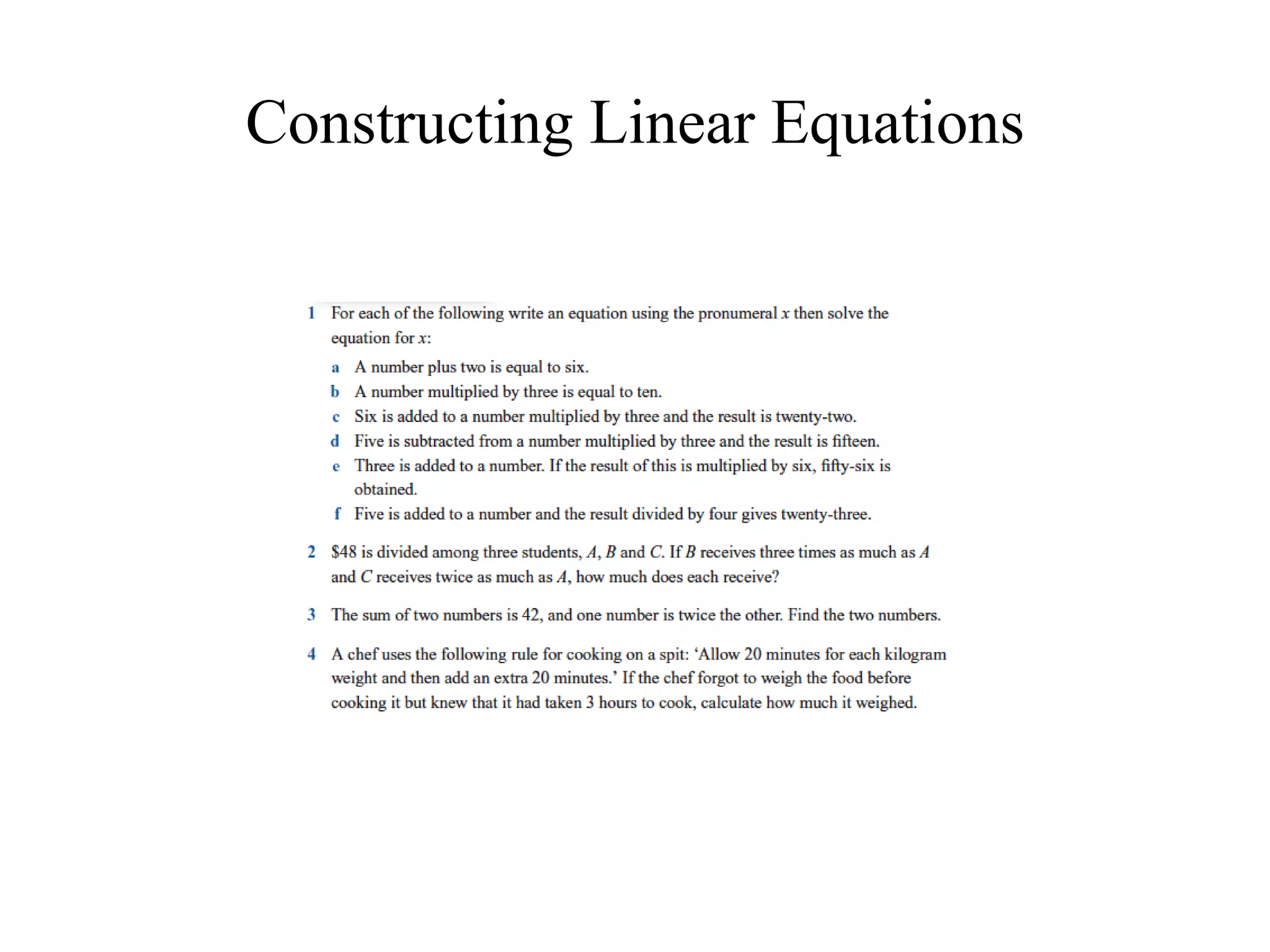 Constructing Linear Equations 