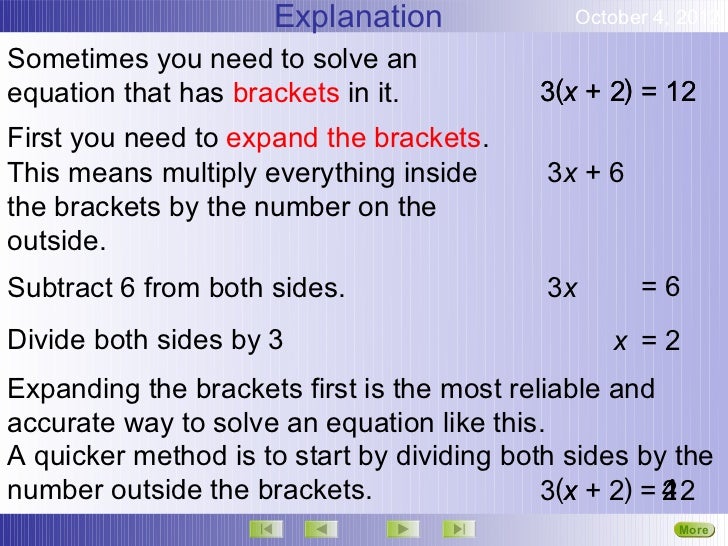 Equations with brackets