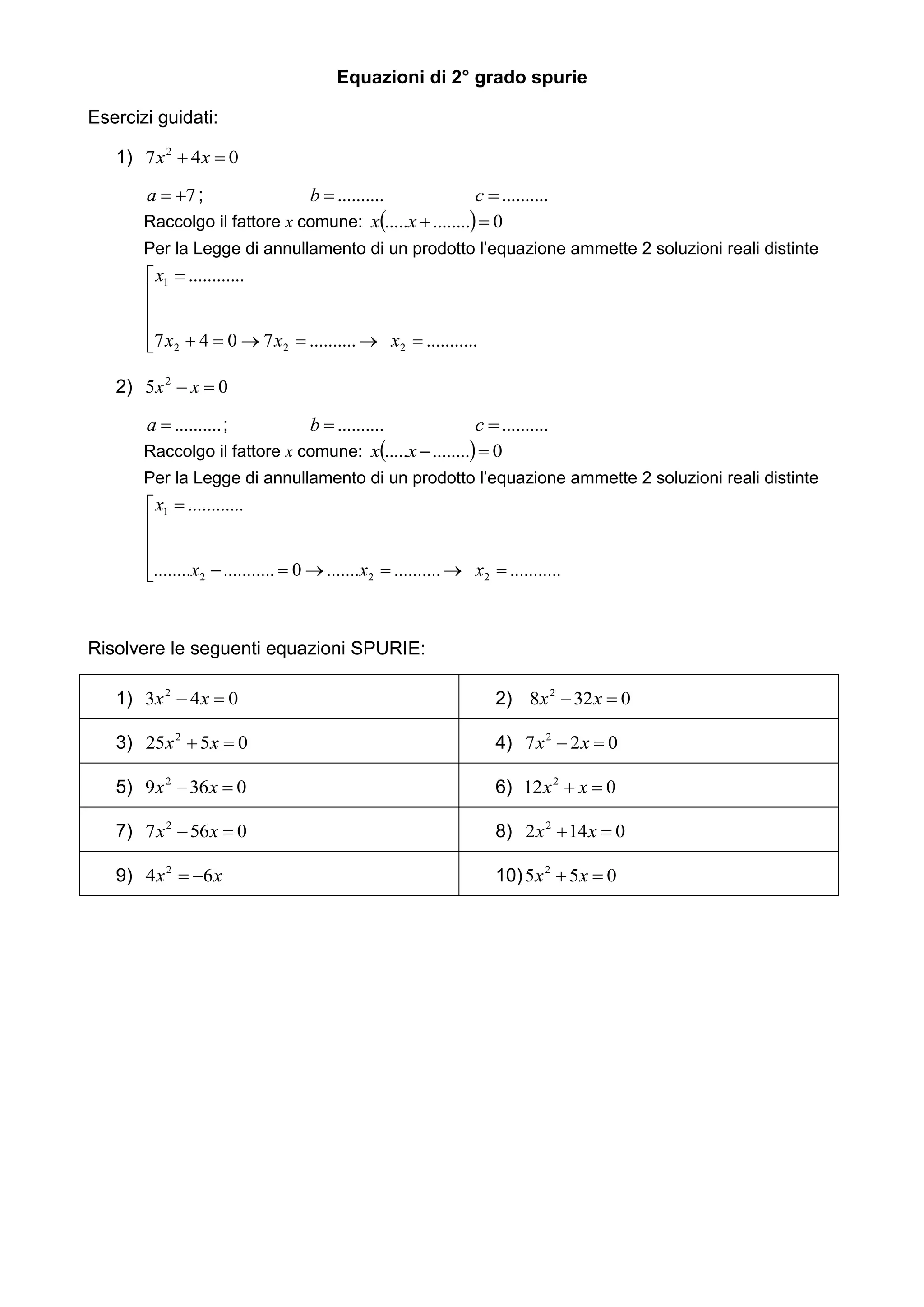 Equazioni di 2 grado | PDF