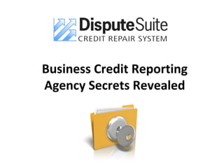 Business Credit Reporting
Agency Secrets Revealed
 