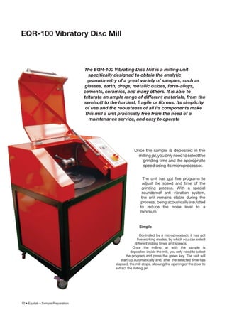 Using Lab Disc Mill Dp100 Equilab sample preparation equipment | PDF
