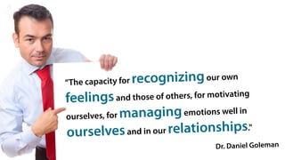 “The capacity for recognizing our own
feelings and those    of others, for motivating

ourselves, for manag   ing emotions well in
ourselves and in our     relationships."
                                     Dr. Daniel Goleman 19
 