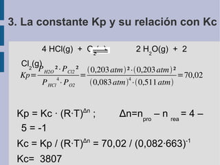 Equilibrio químico ejercicio de cálculo de Kp