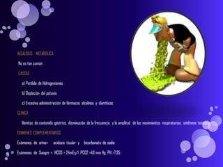 TRATAMIENTOEl tratamiento se hará mediante sueros salinos al 0,9 % y administración de potasio si la causa de la alcalosis es la hipokaliemia.Administrar  ClNa 0,9%