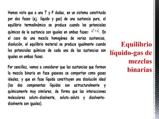 Equilibrio
líquido-gas de
      mezclas
      binarias
 