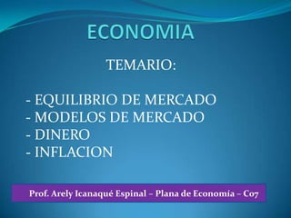 ECONOMIA TEMARIO: - EQUILIBRIO DE MERCADO ,[object Object]