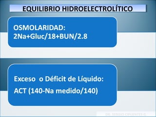 EQUILIBRIO HIDROELECTROLÍTICOEQUILIBRIO HIDROELECTROLÍTICO
DR. SERGIO CIFUENTES G.DR. SERGIO CIFUENTES G.
 