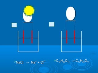 NaCl → NaNaCl → Na++
++ ClCl¯¯
CC1212HH2222OO1111 → C→ C1212HH2222OO1111
 