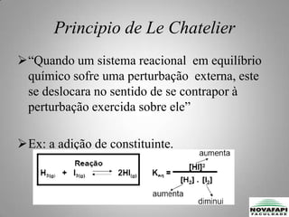 A velocidade reação inversa v2, é a função das concentrações  C e D na mistura reacional: V₂ = k₂ [C].[D]