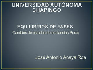 Cambios de estados de sustancias Puras
José Antonio Anaya Roa
 