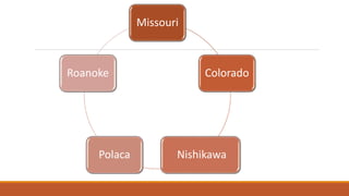 Missouri
Colorado
NishikawaPolaca
Roanoke
 