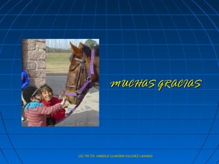 MUCHAS GRACIAS




LIC.TM.TO. HAROLD CLAESEN VILCHEZ LAVADO
 