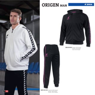 ORIGEN MAN




                                                 8203.2310310   Sweatshirt 100% Polyester
                                                                Sudadera 100% Poliester
                                                                Giacca 100% Poliestere




      8207.23.1010   Long Pant 100% Polyester
186                  Pantalón 100% Poliester
                     Pantaloni 100% Poliestere
 