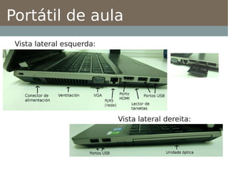 Portátil de aula
 Vista lateral esquerda:




                           Vista lateral dereita:
 