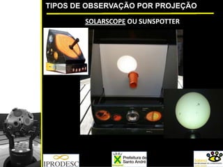 TIPOS DE OBSERVAÇÃO POR PROJEÇÃO
SOLARSCOPE OU SUNSPOTTER
 