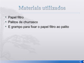 Papel filtro Palitos de churrasco E grampo para fixar o papel filtro ao palito 