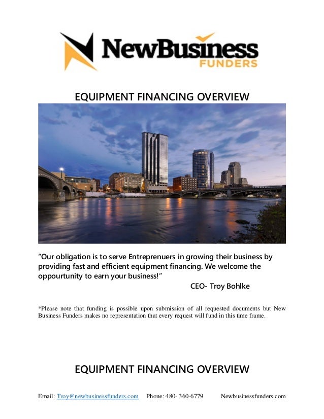 Equipment FinanceNew Business Funders Overview
