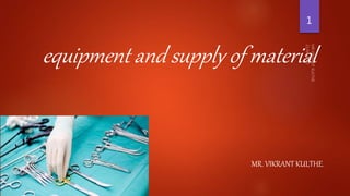 equipment and supply of material
MR. VIKRANT KULTHE.
1
 