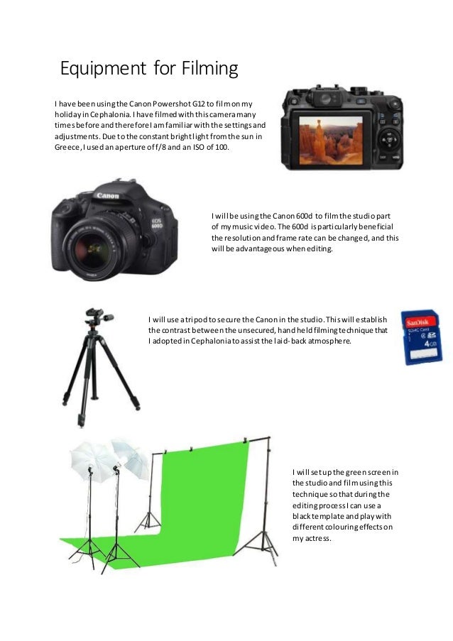 Equipment for filming