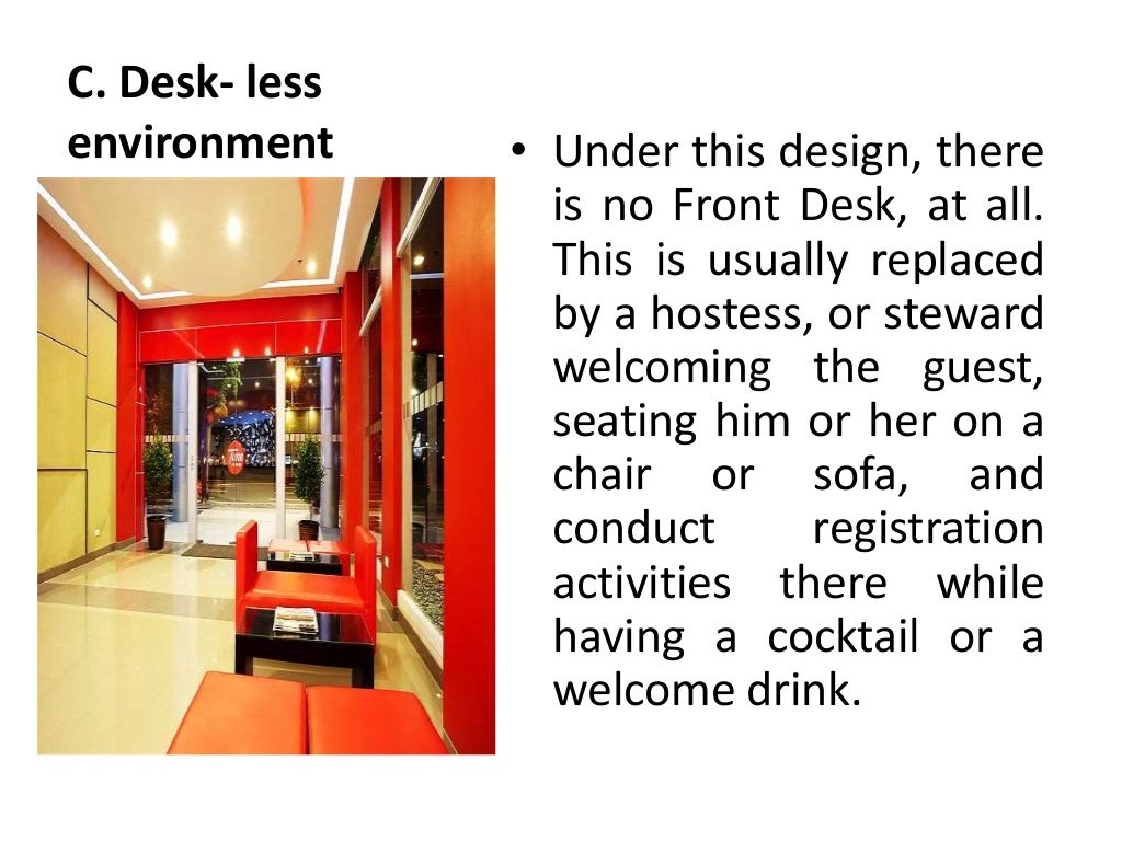 Equipment in hotel front office