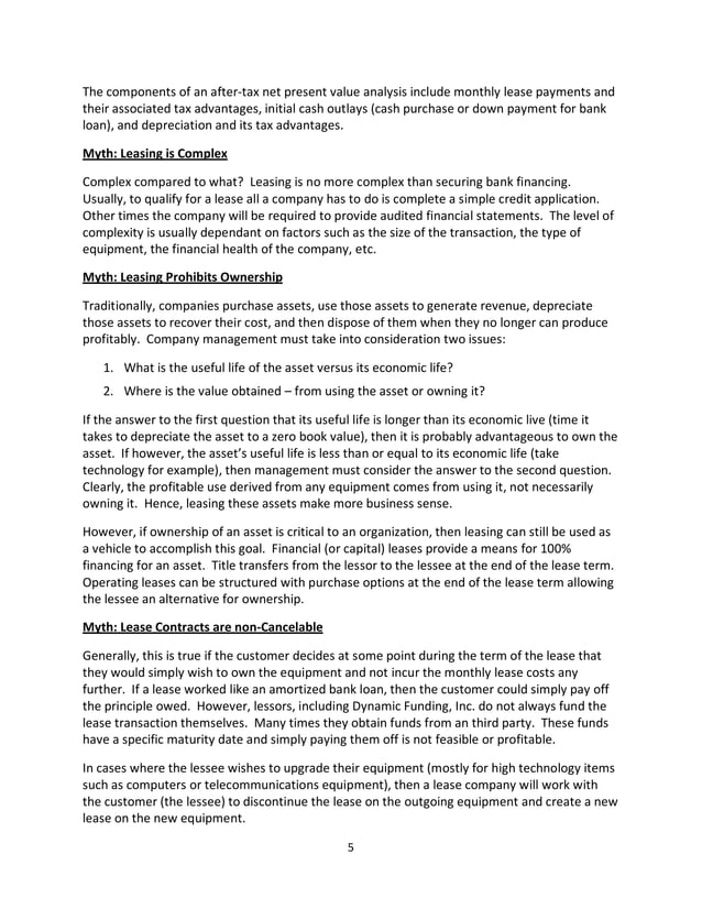 Equipment Leasing Basics