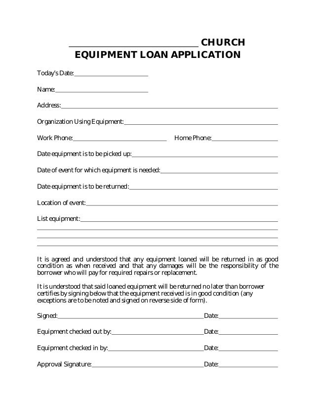 equipment loan application form work carpentry