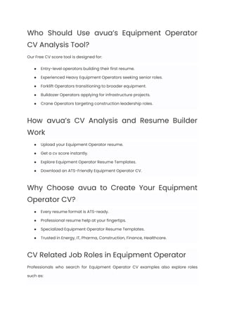 Equipment Operator Resume Examples & Writing Guide for 2025 | PDF