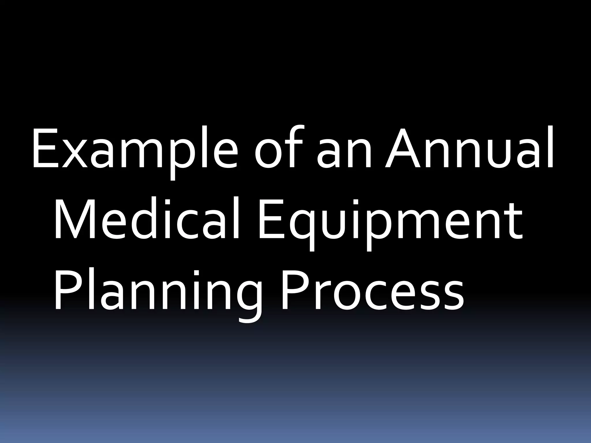 Equipment Planning in Hospitals PPT