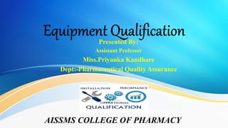 Presented By:
Assistant Professor
Miss.Priyanka Kandhare
Dept:-Pharmaceutical Quality Assurance
AISSMS COLLEGE OF PHARMACY
 