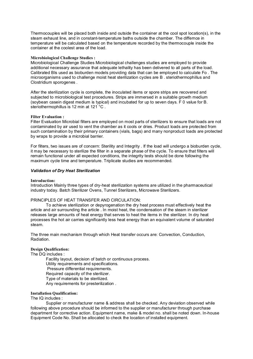 Equipment qualification & validation of autoclave, dry heat steriliza…