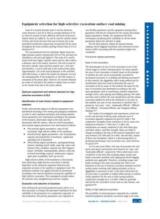 Equipment selection for high selective excavation surface coal mining | PDF