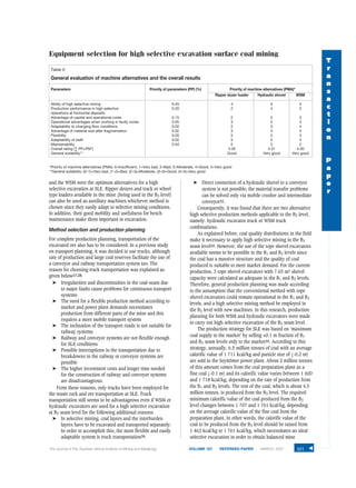 Equipment selection for high selective excavation surface coal mining | PDF
