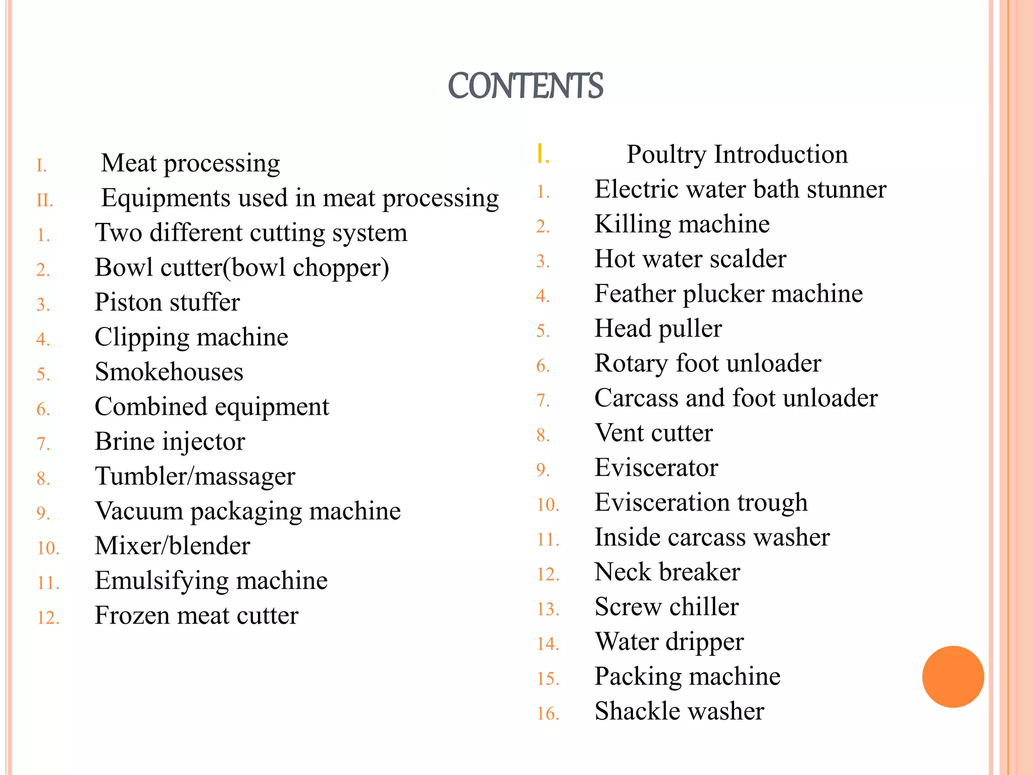 Equipments used in Meat and Poultry industry | PPTX