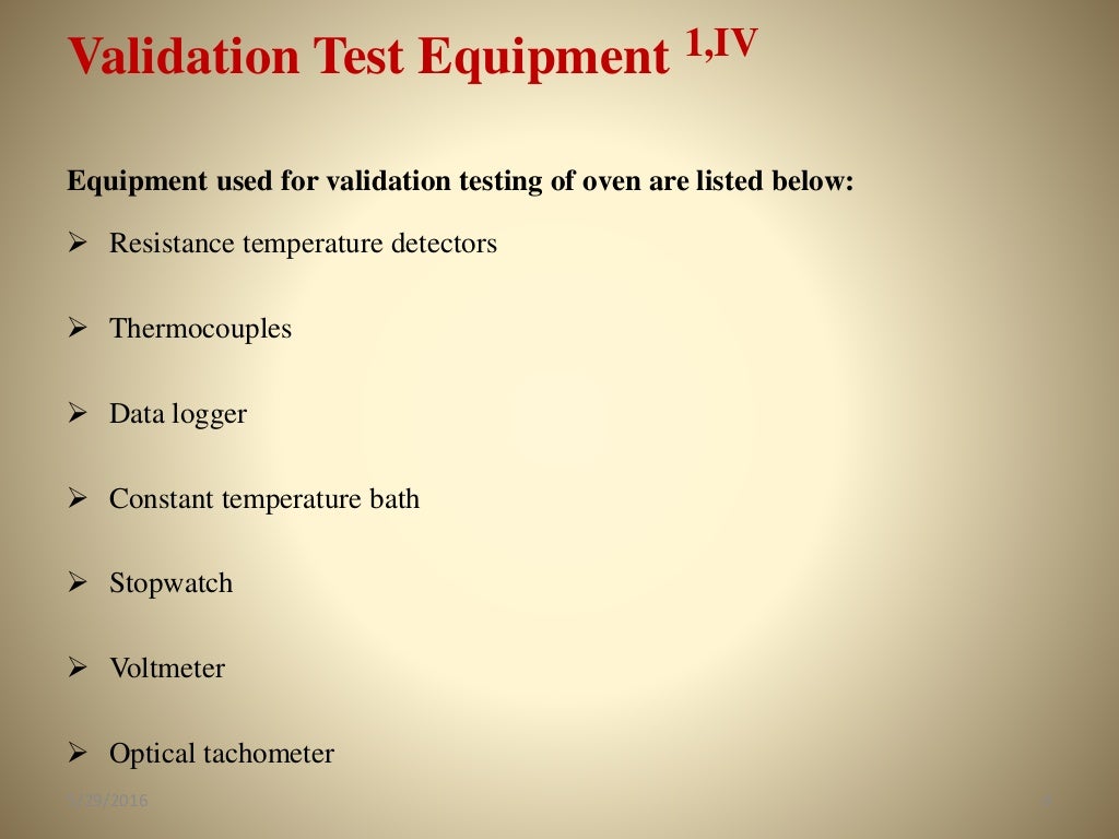 EQUIPMENT VALIDATION HOT AIR OVEN