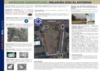 ASPECTOS DESCRIPTIVOS / RELACIÓN CON EL ENTORNOANÁLISISDELSITIO
área de seguridad ciudadana: lo más cercano es protección civil y
el instituto autónomo de policía municipal de Iribarren, brigada de
infantería av. Los leones.
Accesibilidad vehicular: Las vías existentes
rápidas son la AV. Libertador y AV. Argimiro
Bracamonte, las vías lentas son la calle entre
CorpoLara y el terreno, y la calle 27.
Accesibilidad peatonal: En las áreas cercanas
existen aceras , por la calle 27 del terreno y
por la AV. Argimiro Bracamonte.
mobiliario urbano: en su entrono no posee ningún
mobiliario tal como bancos, cestos de basura etc.
AV. LIBERTADOR
m
áreas educativas: estas áreas afectarían de forma
directa las áreas de accesos viales en horas pico,
restringirían un poco, en esas horas el acceso a
la biblioteca.
áreas sociales: ubicadas en las cercanías del
terreno como corpolara, mercal, funrevi a
300mts, las trinitarias a 500mts y c.c sambil, por
su lejanía no afecta.
áreas deportivas: las áreas del parque del este la
mas cercana y lejanas, el polideportivo, los
gimnasios de patarata y cercanos a las trinitarias.
áreas médico – asistenciales: lo más cercano al terreno es la cruz
roja y el cdi del ujano, el hospital central y hospital militar.
áreas recreativas: la plaza mis abuelos y el parque del este y
parque arena plaza.
áreas culturales: tenemos el anfiteatro óscar
Martínez, la flor de Venezuela y el parque del
este.
+
+
•Visuales naturales: Inmediatas parque del este y la
plaza mis abuelitos.
•Visuales creadas: Inmediatas viviendas unifamiliares.
RELACION CON EL ENTORNO RELACIONES
FORMALES ESPACIALES
Morfología Urbana: la forma externa del terreno
se ve influenciada por la relación y situación del
mismo, el cual presenta una forma ortogonal o
estructura cuadriculada con calles que se cruzan
en ángulos rectos.
La Afectación Positiva: Su entorno es altamente
positivo debido a la gran circulación tanto
vehicular como peatonal.
La Afectación Negativa: por alto grado de
contaminación atmosférica por encontrarse entre
dos principales avenidas de la ciudad.
Perfiles de Altura: Su entorno se encuentra
compuesto por avenidas muy amplias y calles
estrechas, su panorama urbano queda definido por
edificios bajos y altos el cual no modifica las
condiciones de habitabilidad y buen funcionamiento.
Tipología arquitectónica y Constructiva: La
arquitectura a aplicación del sistema constructivo
de la presta especial atención a sus interacciones
con el entorno para evitar impactos negativos sobre
la zona. En cuanto a los materiales utilizados en
su entorno podemos nombrar el sistema
tradicional (concreto armado) y el sistema metálico.
RELACION DEL ENTORNO FUNCIONAL DE LA
VEGETACION NATURAL Y MODIFICADA CERCANAS AL
TERRENO
CONCLUSIONES
en este terreno se ha presentado una valuación comparativa a la facilidad de los sitios que se encuentran a su alrededor,
tomando en cuenta todos los aspectos relacionados a dicho terreno. en el se encentra la problemática urbana, unas de
ellas son las avenidas que están su alrededor, lo cual, son muy transitadas por transporte públicos y privados, con ellos
se aglomera el transito vehicular al momento de hacer la entrada en cualquier de las caras del terreno al norte y este. al
hacer el centro deportivo de genera muchas oportunidades de trabajo directos e indirectos y en el se fortalece la salud de
cada deportista. pero teniendo en cuenta algunas debilidades, ya que todo las personas no podrán entrar a ese centro
deportivo por cuestiones económicas.
RECOMENDACIONES
al momento de construir hacer un estudio de toda
la zona. comprobar si es factible el acceso de los
vehículos y peatonal. si puede generar empleo para
la comunidad.
 