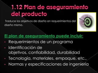 1.3 DATOS DE COMPARACIONES COMPETITIVAS DE PRODUCTO / PROCESOUn método para comparaciones competitivas exitosas es:Identifica las comparaciones competitivas apropiadasEntiende las razones de la brecha entre su status actual y la comparación competitivaDesarrolla un plan para cerrar la brecha, igualar la comparación competitiva o exceder la comparación competitiva misma.
