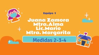 Medidas 2-3-4
Juana Zamora
Mtra.Alma
Lic.Mario
Mtra. Margarita
Equipo 1
 
