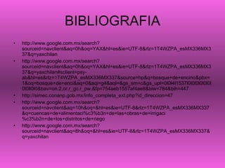 BIBLIOGRAFIA http://www.google.com.mx/search?sourceid=navclient&aq=0h&oq=YAX&hl=es&ie=UTF-8&rlz=1T4WZPA_esMX336MX337&q=yaxchilan http://www.google.com.mx/search?sourceid=navclient&aq=0h&oq=YAX&hl=es&ie=UTF-8&rlz=1T4WZPA_esMX336MX337&q=yaxchilan#sclient=psy-ab&hl=es&rlz=1T4WZPA_esMX336MX337&source=hp&q=bosque+de+encino&pbx=1&oq=bosque+de+enci&aq=0&aqi=g4&aql=&gs_sm=c&gs_upl=0l0l4l1537l0l0l0l0l0l0l0l0ll0l0&bav=on.2,or.r_gc.r_pw.&fp=754aeb1557af4ae8&biw=784&bih=447 http://simec.conanp.gob.mx/Info_completa_ext.php?id_direccion=47 http://www.google.com.mx/search?sourceid=navclient&aq=10h&oq=&hl=es&ie=UTF-8&rlz=1T4WZPA_esMX336MX337&q=cuencas+de+alimentaci%c3%b3n+de+las+obras+de+irrigaci%c3%b2n+de+los+distritos+de+riego http://www.google.com.mx/search?sourceid=navclient&aq=8h&oq=&hl=es&ie=UTF-8&rlz=1T4WZPA_esMX336MX337&q=yaxchilan 