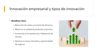 Innovación empresarial y tipos de innovación
• Beneficios clave:
• Reducción de costos y aumento de eficiencia.
• Mejora en la calidad de productos y servicios.
• Incremento en la satisfacción y fidelización de
clientes.
• Apertura a nuevos mercados y oportunidades
de negocio.
Qué es el beneficio por acción y por qué es importante para tomar una decisión empresarial - STEL Order
 