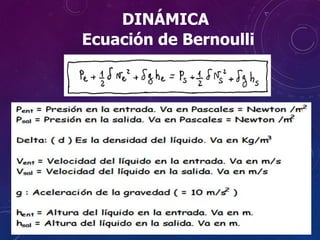 Ecuación de Bernoulli
DINÁMICA
 