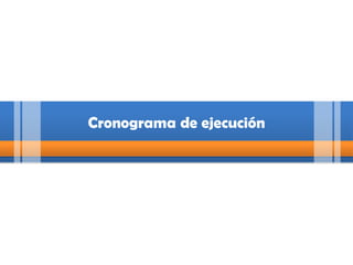 O esta…Cronograma de ejecuciónCronograma de ejecución
 