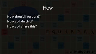 How
How should I respond?
How do I do this?
How do I share this?
 