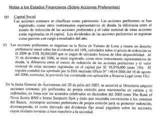 Notas a los Estados Financieros (Sobre Acciones Preferentes)
 
