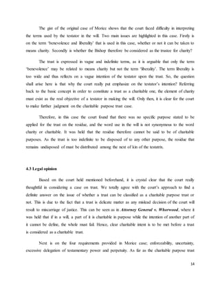 NON-CHARITABLE PURPOSE TRUST AND THE CASE OF MORICE V BISHOP OF DURHAM ...