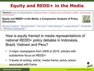 Equity and REDD+: Perspectives from CIFOR’s global comparative study