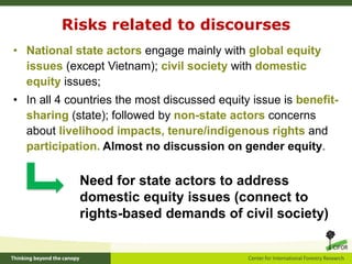 Equity and REDD+: Perspectives from CIFOR’s global comparative study