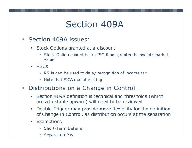 Accelerated vesting of stock options 409a