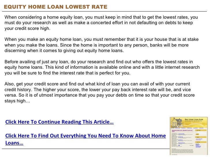 Equity Home Loan Lowest Rate Best Home Loans Guide